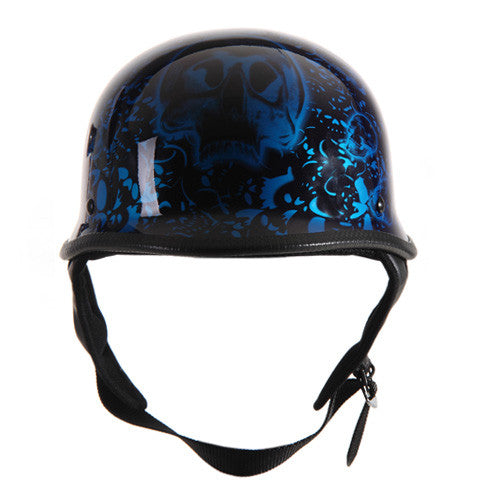 german skull motorcycle helmet Rodia RHD103 German Motorcycle Helmet (Skull Boneyard Blue) – XPowerDepot