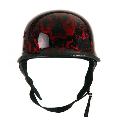 Rodia RHD103 German Motorcycle Helmet (Skull Boneyard Red) – XPowerDepot