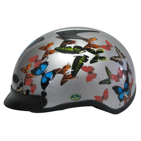 RHD200V New Silver Butterfly Half Helmet Side View