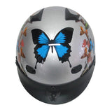 RHD200V New Silver Butterfly Half Helmet Top View