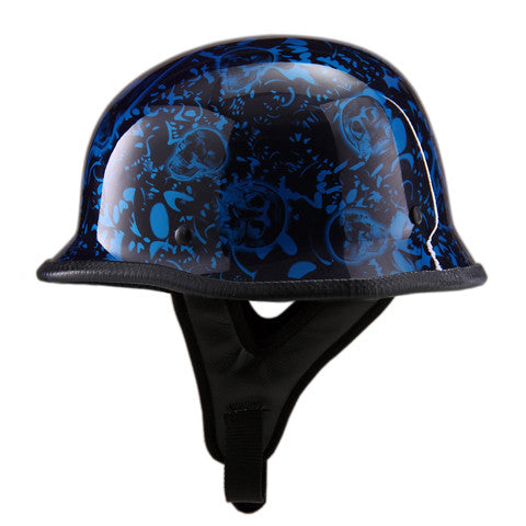 Rodia RHD103 German Motorcycle Helmet (Skull Boneyard Blue) – XPowerDepot