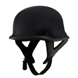 RHD103 German Flat Black Half Helmet Perspective View